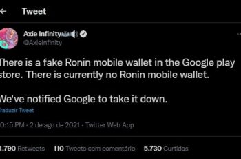 Axie Infinityn Twitter -profiili varoitti väärennetystä Roninista Google Playssa
